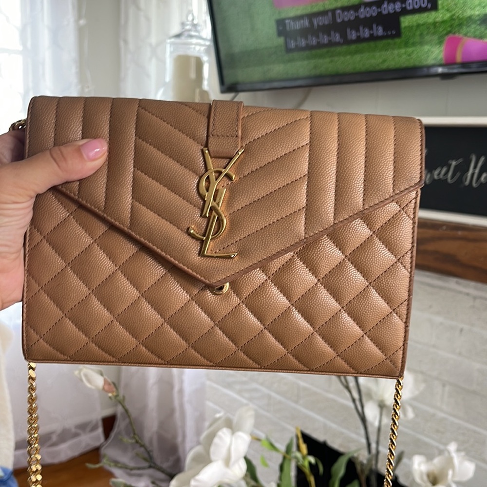 Dark cork YSL envelope small wallet bag